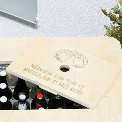 Bierkasten-Tisch mit persönlicher Wunschgravur