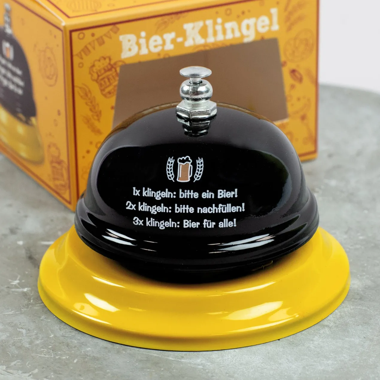 Bier-Klingel witziges Geschenk für den Stammtisch | Scherz Tischklingel aus Metall