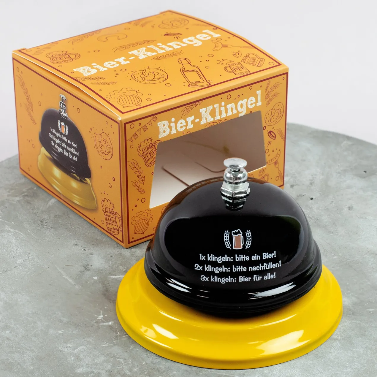Bier-Klingel witziges Geschenk für den Stammtisch | Scherz Tischklingel aus Metall
