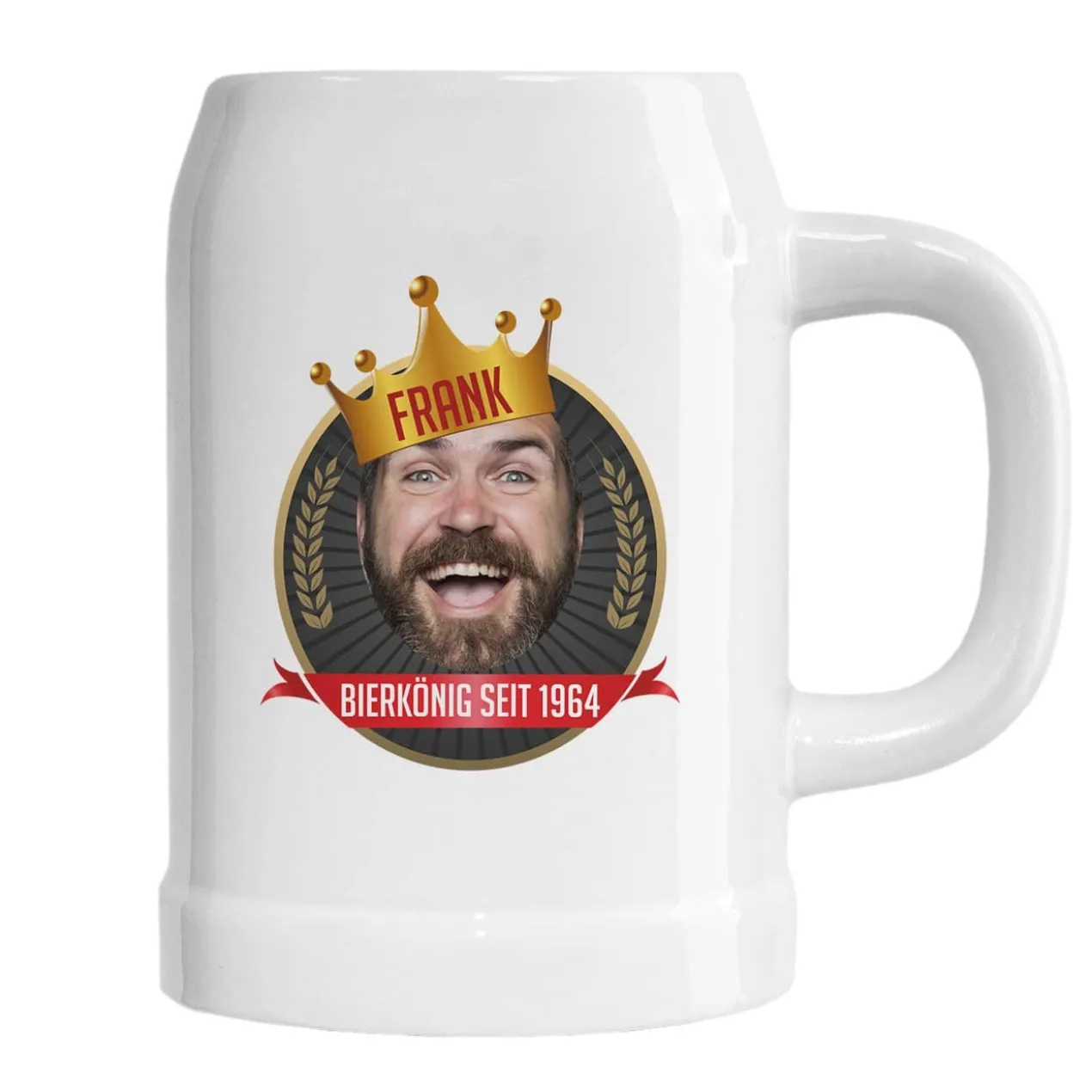 Bierkönig - Bierkrug mit Ihrem Foto, Namen und Wunschtext