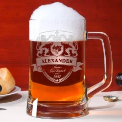 Bierkrug mit persönlichem Löwen Wappen