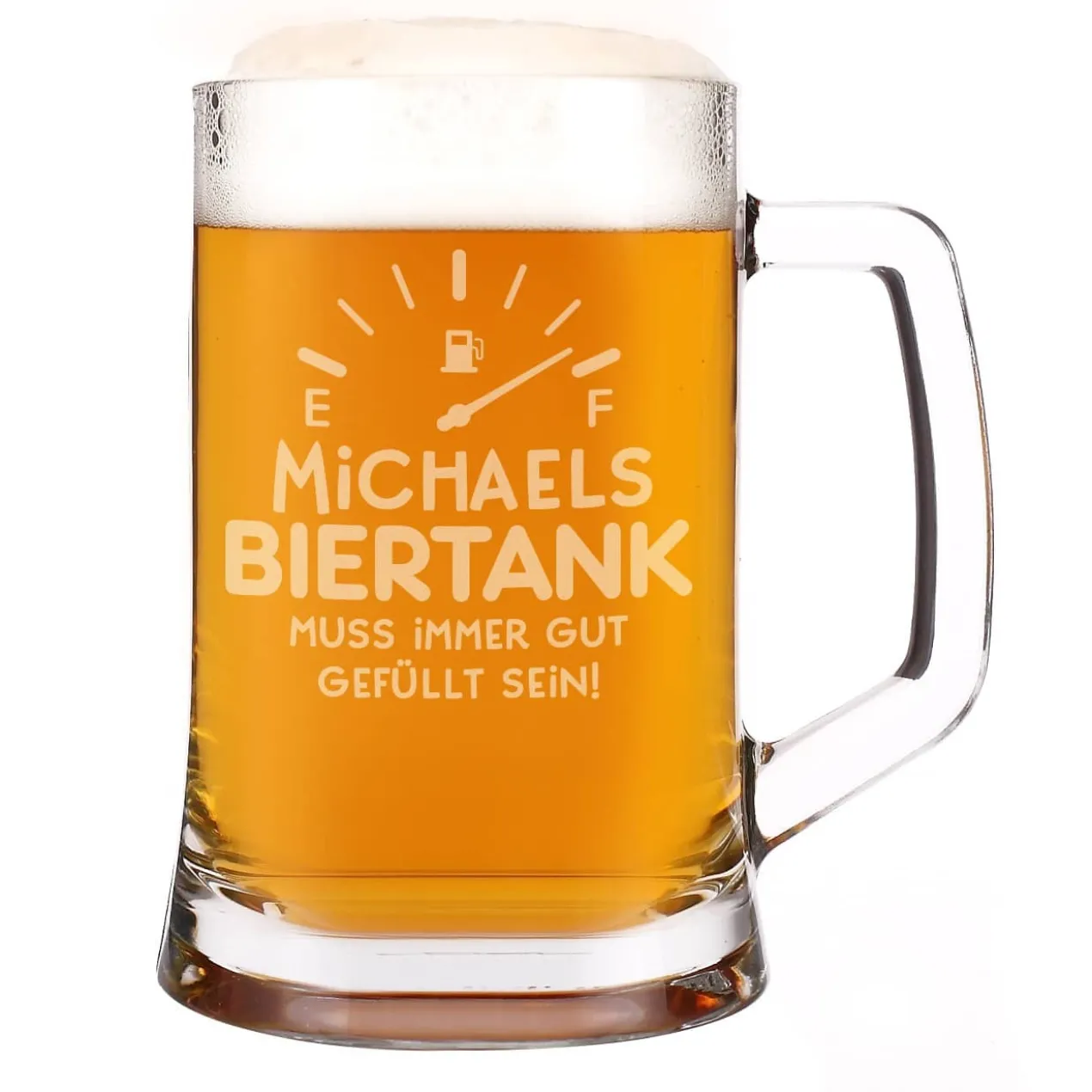 Bierseidelglas "Biertank" mit Namensgravur