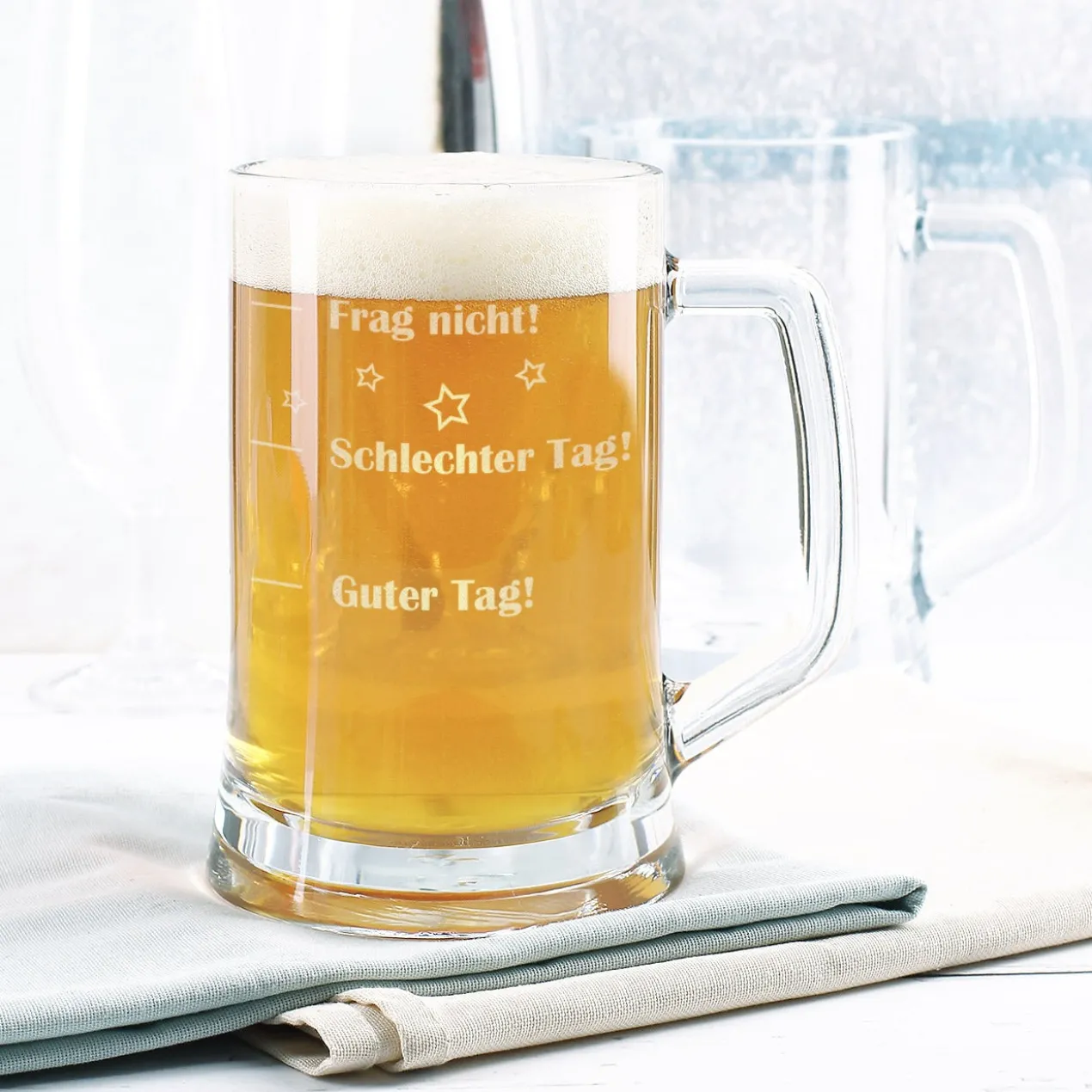 Bierseidel mit Stimmungsbarometer