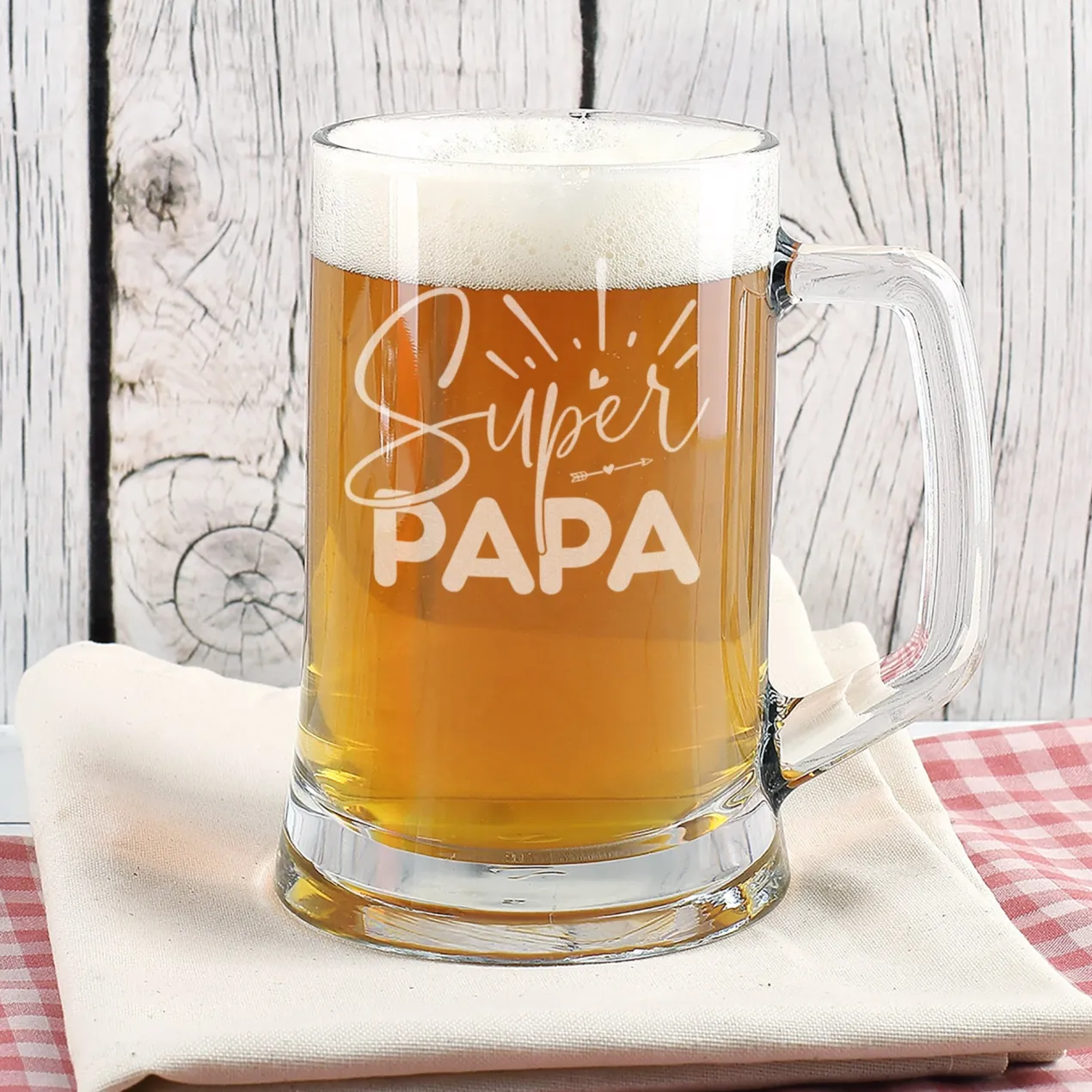 Bierseidel - Super Papa - 500 ml | Glas Bierkrug graviert als Geschenk zum Vatertag für Väter