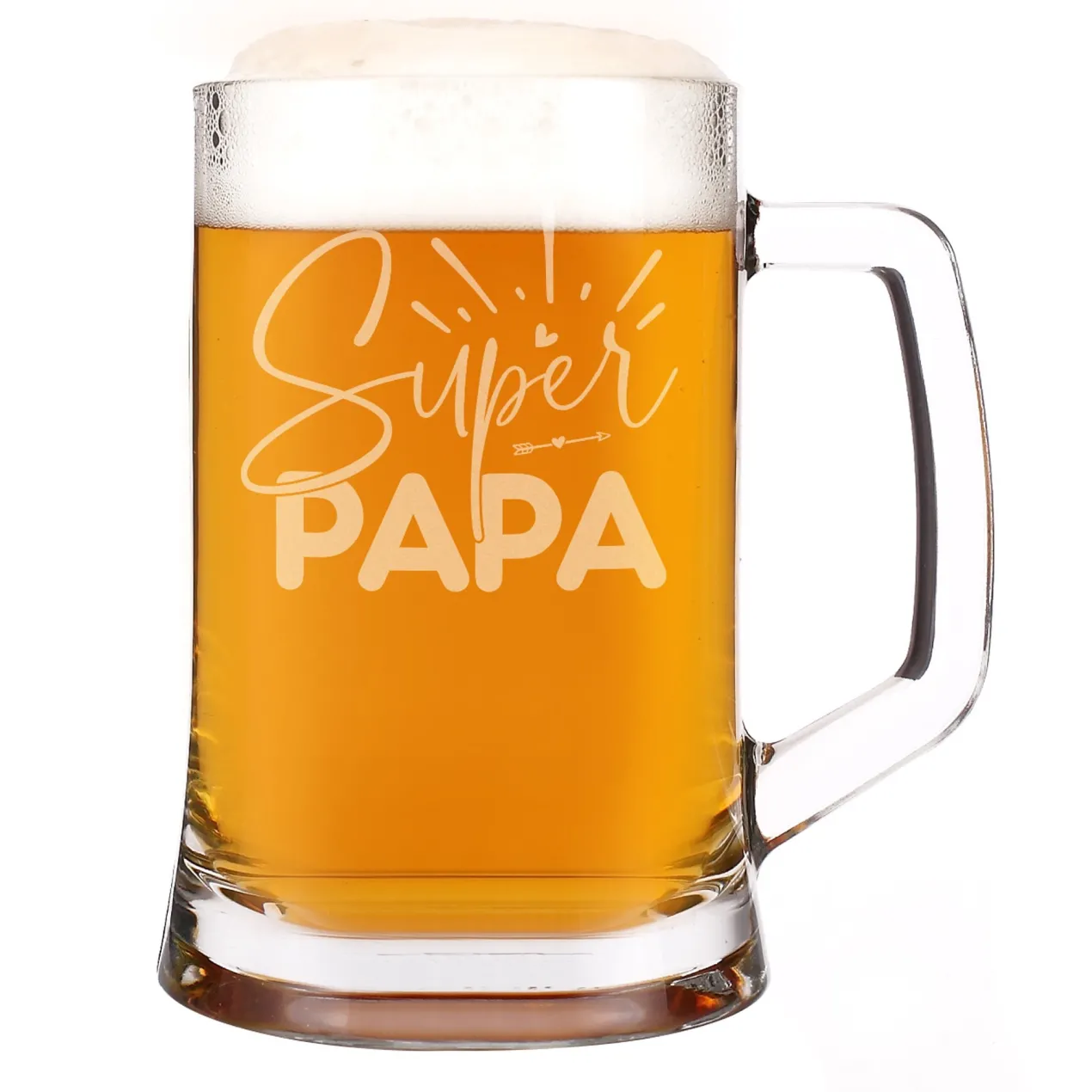 Bierseidel - Super Papa - 500 ml | Glas Bierkrug graviert als Geschenk zum Vatertag für Väter