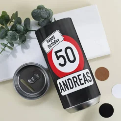 Bier-Spardose mit Verkehrszeichenmotiv zum Geburtstag