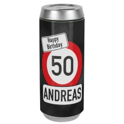 Bier-Spardose mit Verkehrszeichenmotiv zum Geburtstag