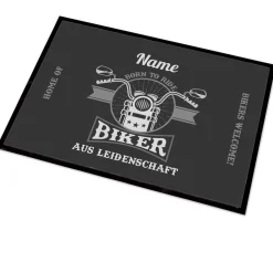 Biker aus Leidenschaft - bedruckte Fußmatte mit Name