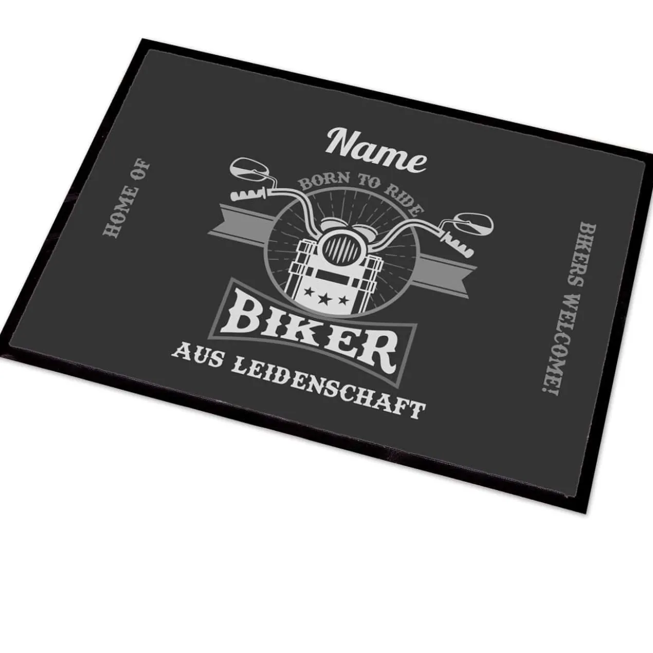 Biker aus Leidenschaft - bedruckte Fußmatte mit Name