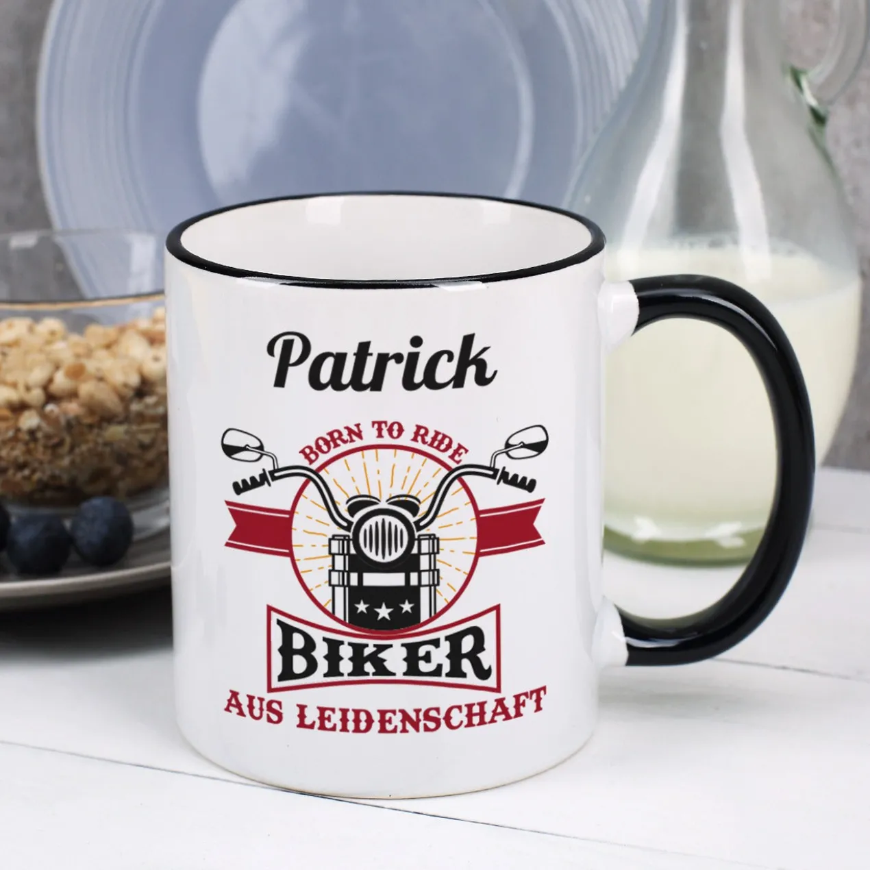 Biker aus Leidenschaft - Tasse mit Motorrad und Name