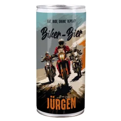 Biker Bier personalisiert mit Wunschtext und Name | Geschenk für Motorradfahrer | 1L Lagerbier