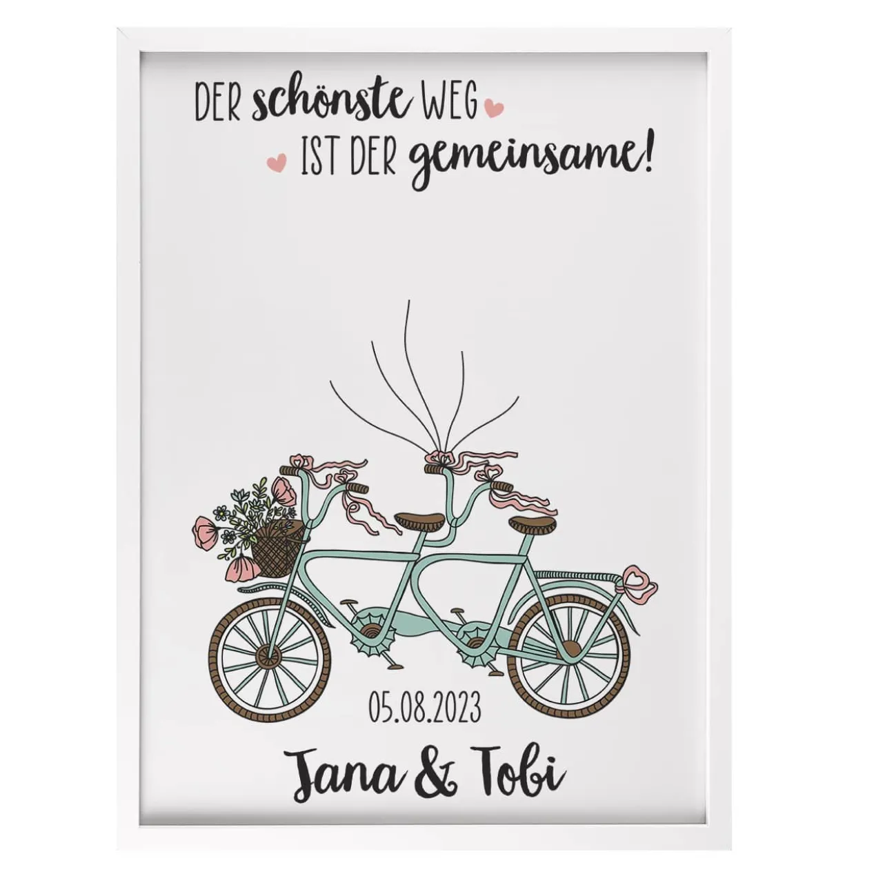 Bilderrahmen als Geldgeschenk zur Hochzeit mit Tandemmotiv
