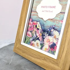 Bilderrahmen für 10 x 15 cm Fotos | Holzoptik mit weißem Innenrahmen