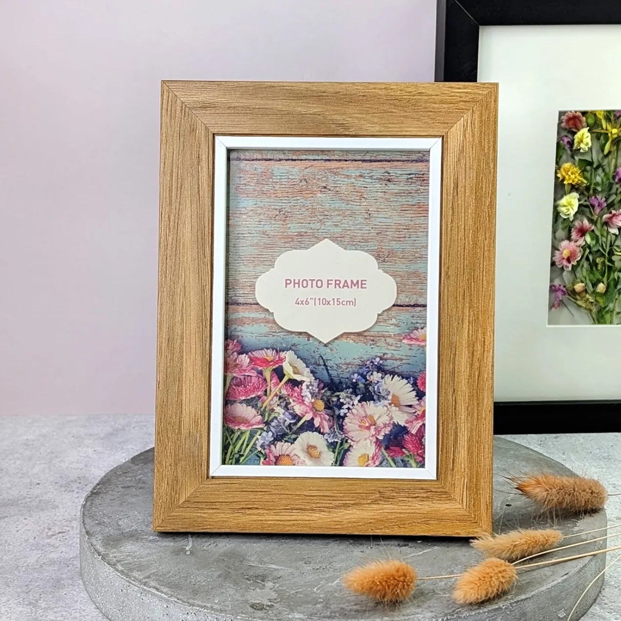 Bilderrahmen für 10 x 15 cm Fotos | Holzoptik mit weißem Innenrahmen