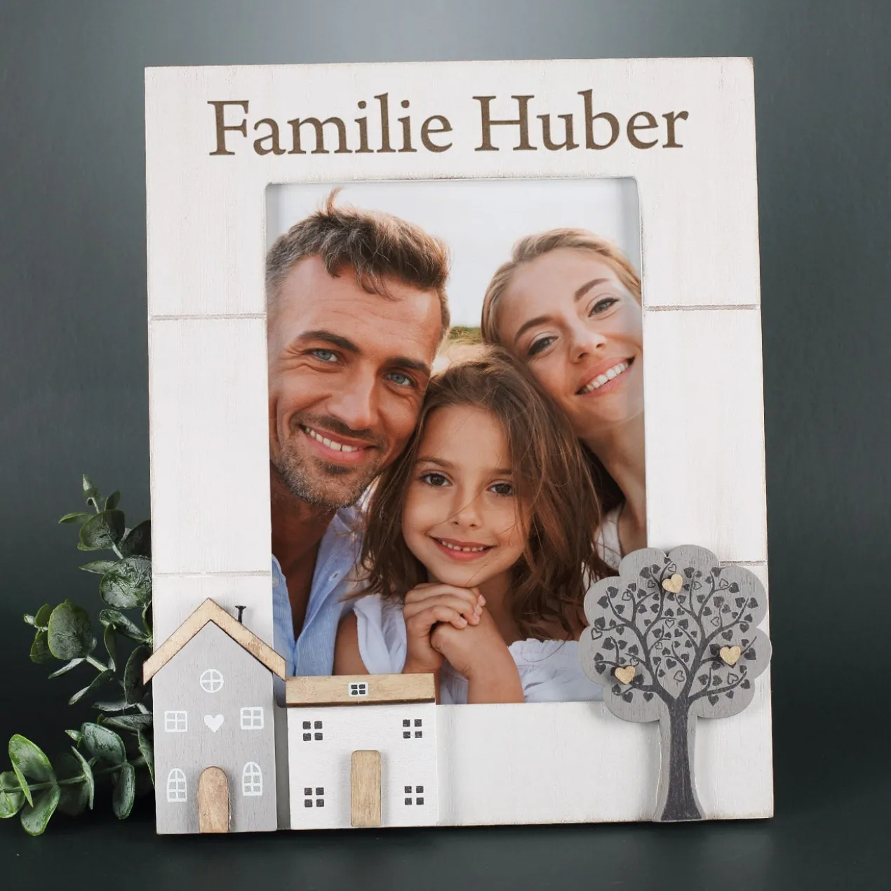 Bilderrahmen mit Wunschtext graviert in 2 Größen | Personalisiertes Geschenk für Einzug & Hochzeit