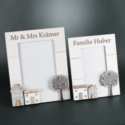 Bilderrahmen mit Wunschtext graviert in 2 Größen | Personalisiertes Geschenk für Einzug & Hochzeit