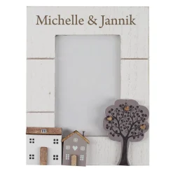 Bilderrahmen mit Wunschtext graviert in 2 Größen | Personalisiertes Geschenk für Einzug & Hochzeit