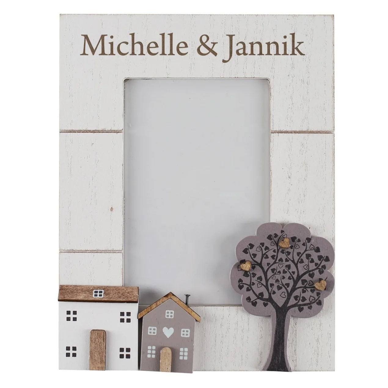Bilderrahmen mit Wunschtext graviert in 2 Größen | Personalisiertes Geschenk für Einzug & Hochzeit