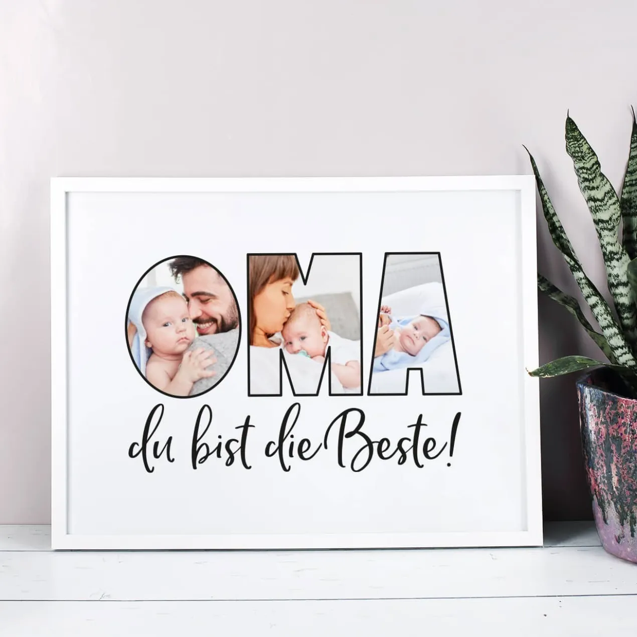 Bilderrahmen - Oma du bist die Beste - mit Ihren Wunschfotos