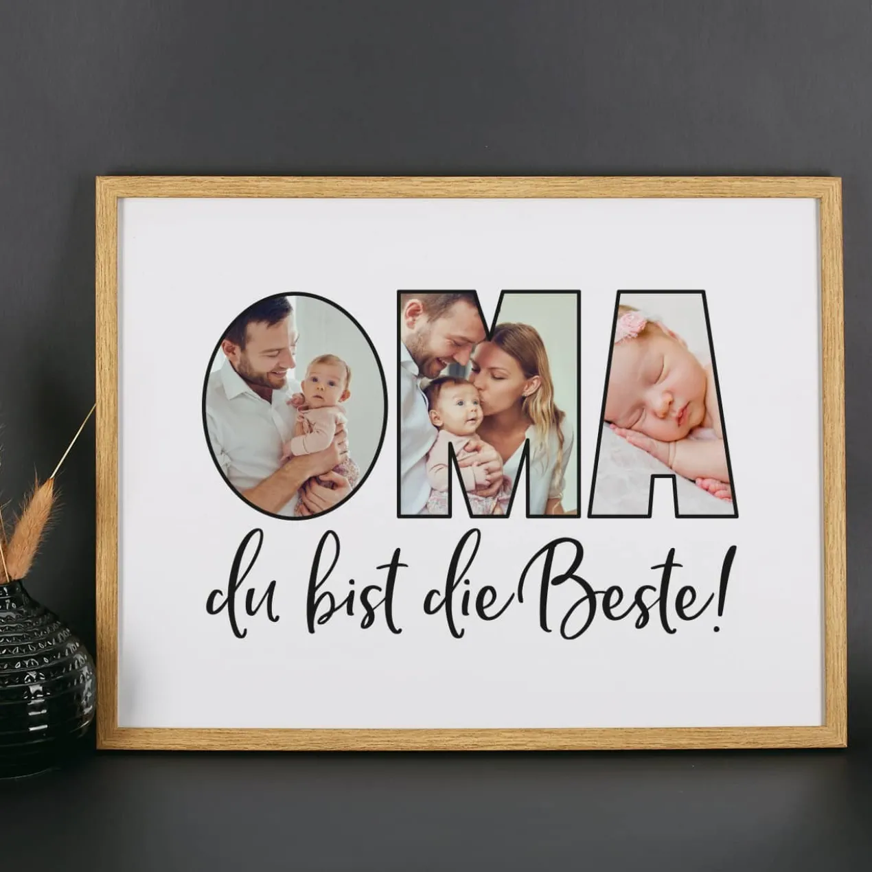 Bilderrahmen - Oma du bist die Beste - mit Ihren Wunschfotos