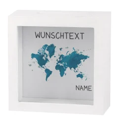 Bilderrahmen Spardose mit Weltkarte