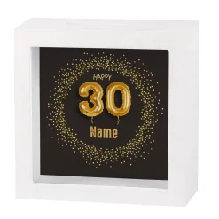 Bilderrahmen Spardose zum 30. Geburtstag mit Name, 15x15cm