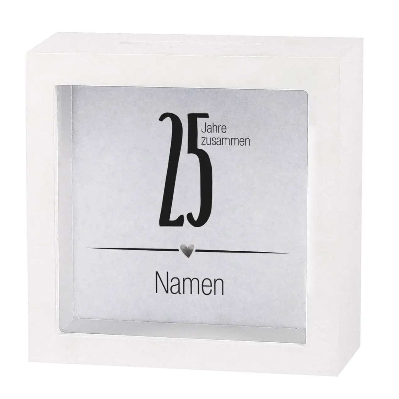 Bilderrahmen Spardose zur silbernen Hochzeit