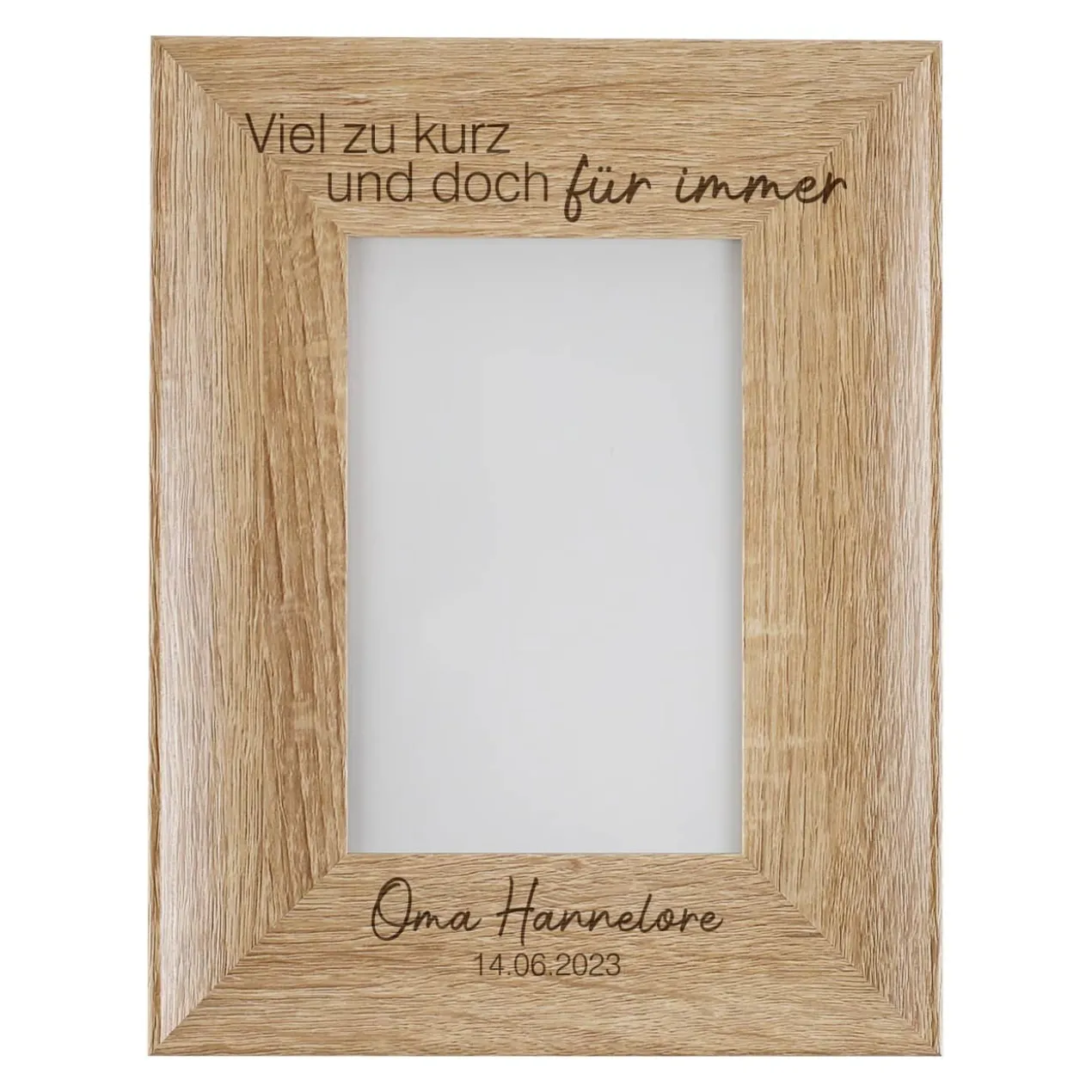 Bilderrahmen zum Andenken an Verstorbene mit Name und Datum graviert