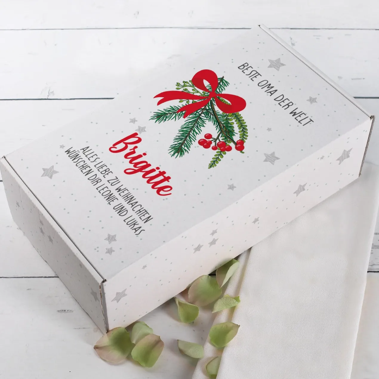 Biorebe-Geschenkset zu Weihnachten mit Weinglas in Geschenkbox