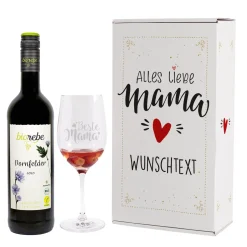 Biorebe Wein Geschenkset zum Muttertag mit Weinglas in Geschenkbox