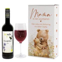 Biorebe Wein Geschenkset zum Muttertag - Mama du bist unentbärlich - Nachhaltiger Bio-Wein
