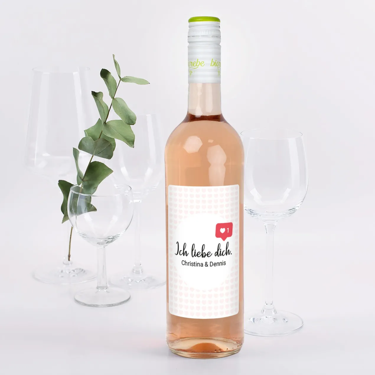 Biorebe Wein - Ich liebe dich - mit Like-Symbol und Wunschtext | Bienenfreundlich & Vegan
