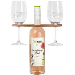 Biorebe Wein mit zwei Rotweingläsern und Weinbutler im Set