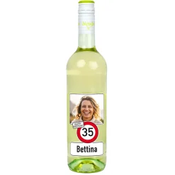 Biorebe Wein zum Geburtstag personalisiert mit Name, Foto & Alter | Verkehrsschild Design
