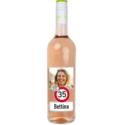 Biorebe Wein zum Geburtstag personalisiert mit Name, Foto & Alter | Verkehrsschild Design