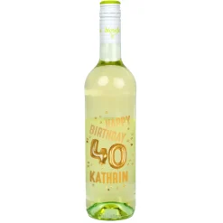 Biorebe Wein zum 40. Geburtstag personalisiert mit Name | Luftballon & Konfetti Design