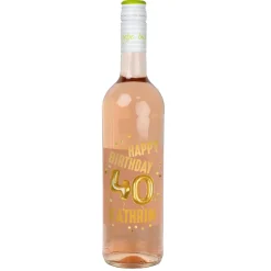 Biorebe Wein zum 40. Geburtstag personalisiert mit Name | Luftballon & Konfetti Design