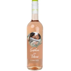Biorebe Wein zur Hochzeit personalisiert mit Foto, Namen und Datum | Eukalyptus