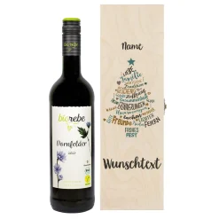 Biorebe Wein zu Weihnachten in bedruckter Holzbox | Bienenfreundlich, Nachhaltig, Vegan