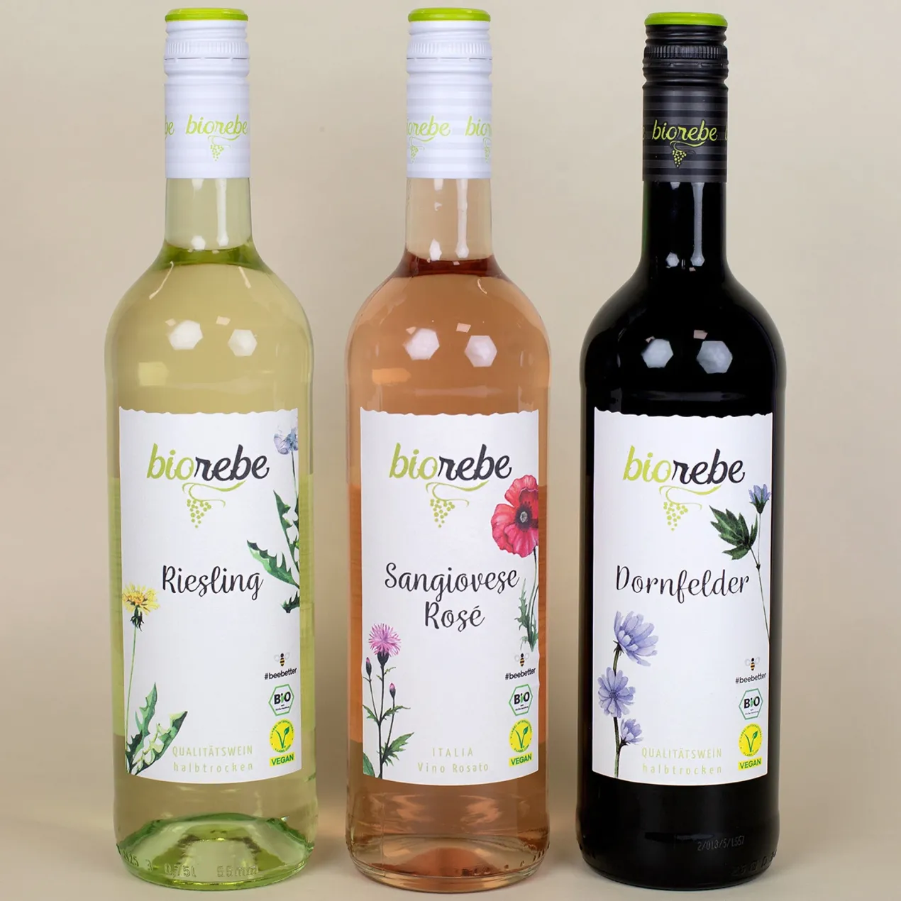 Bio Wein Geschenkset zum Geburtstag mit Weinglas & Geschenkbox personalisiert | 3 Sorten Biorebe