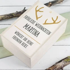 Bio Wein Geschenkset zu Weihnachten mit graviertem Glas und Box