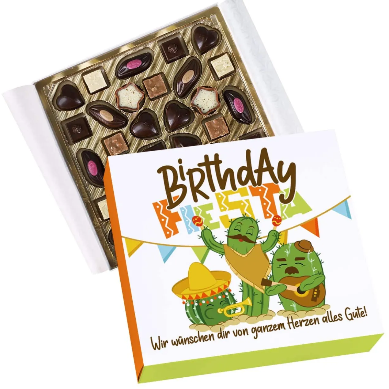 Birthday Fiesta - 32 Lindt Pralinen ohne Alkohol mit Wunschtext personalisiert