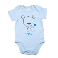 Blauer Babybody mit niedlichem Teddymotiv