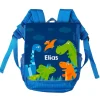 blauer Kinderrucksack mit Dinosauriern und Ihrem Namen