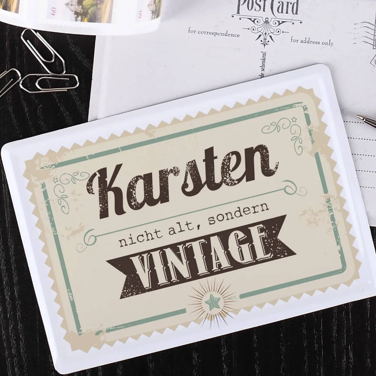 Blechpostkarte zum Geburtstag - Nicht alt, sondern vintage!