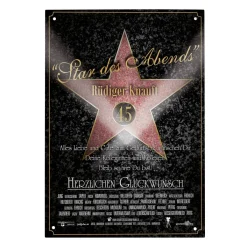 Blechschild mit Aufdruck Star des Abends Walk of Fame