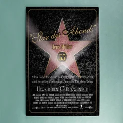 Blechschild mit Aufdruck Star des Abends Walk of Fame