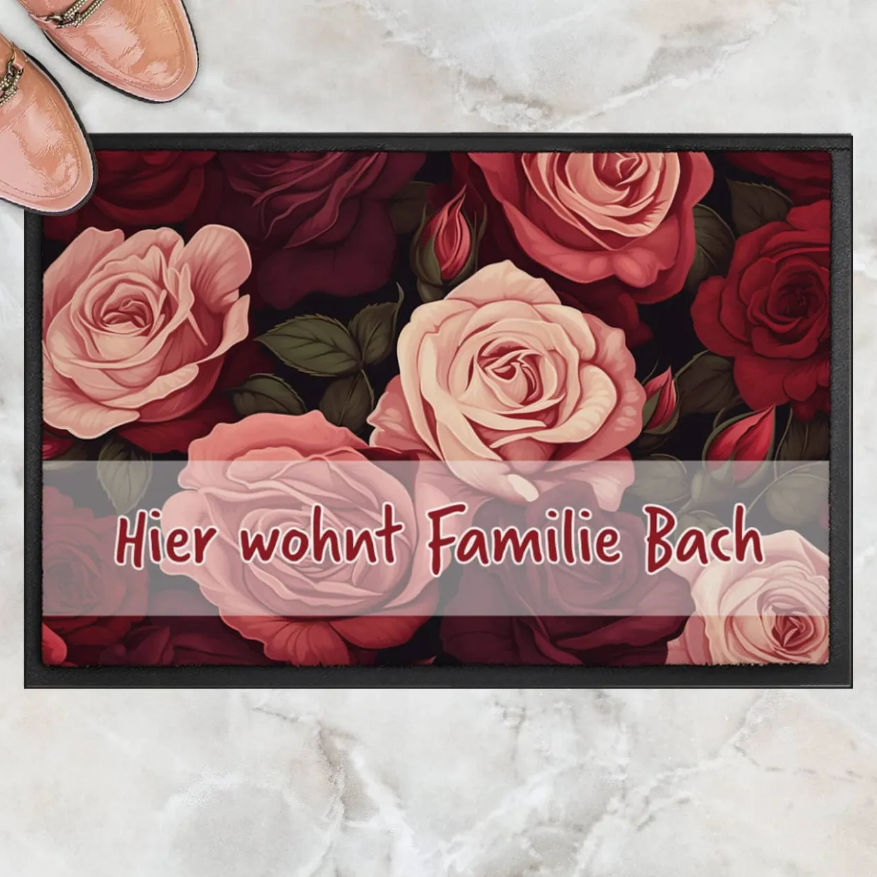 Blumen-Fußmatte - verschieden Motive mit Ihrem Text & 2 Größen zur Auswahl