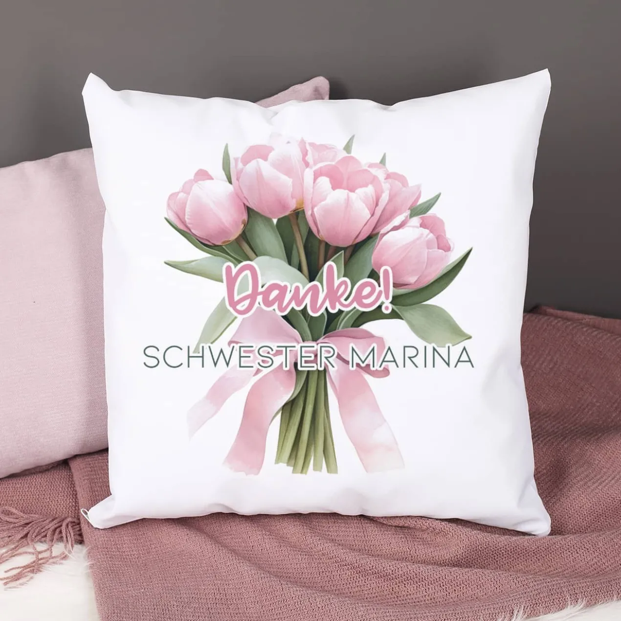Blumenkissen mit Ihrem Text - verschiedene Motiv auswählbar