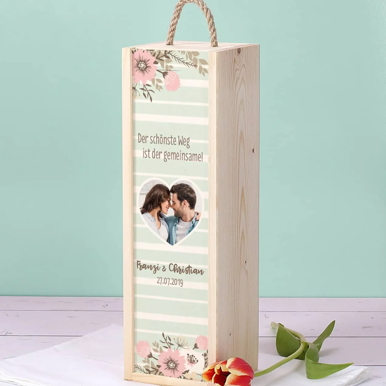 BREE Wein in bedruckter Geschenkverpackung zur Hochzeit